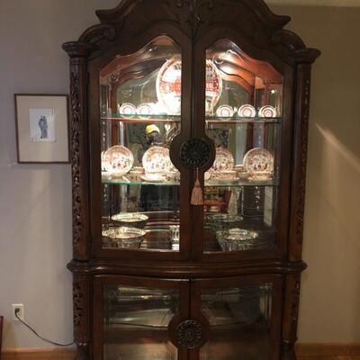 2 piece China Cabinet (91-3/8 in tall, 49-3/4 in wide, 19 in deep).