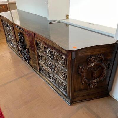 HAND CARVED SIDE TABLE/DRESSER $900.00
