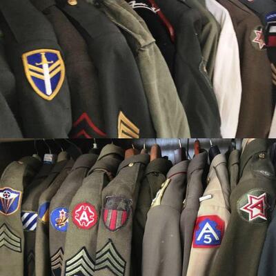 Military uniforms spanning decades