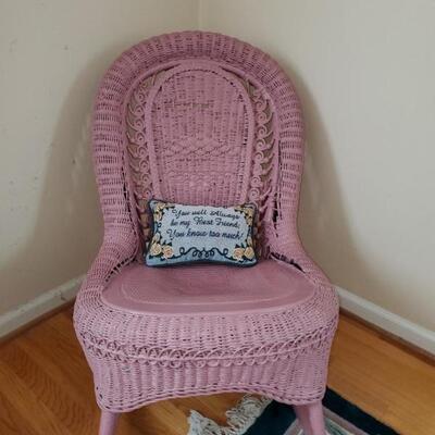 Vintage pink wicker chair