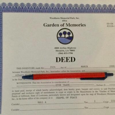 Deed to crypt