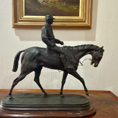 P.J. Mene bronze horse with rider