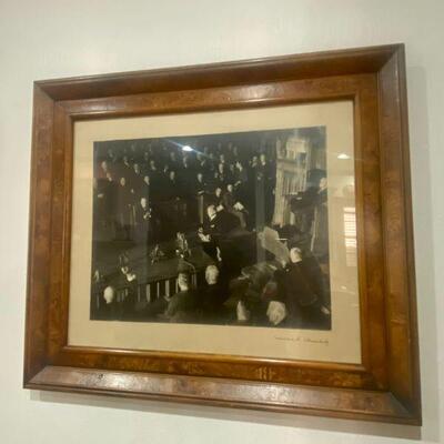 B&W Gelatin photograph of Winston Churchill at a political event - signed by Winston Churchill