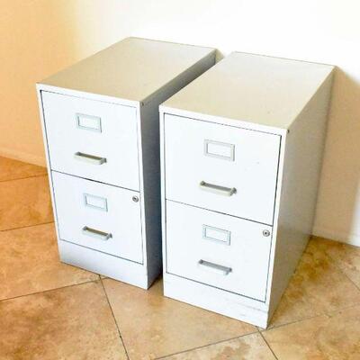 Two Metal 2 Drawer File Cabinets