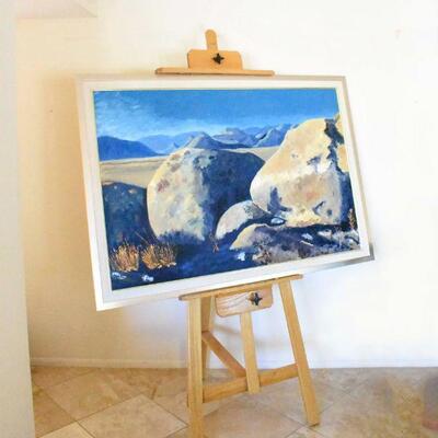 Large Wooden Easel with Original Painting