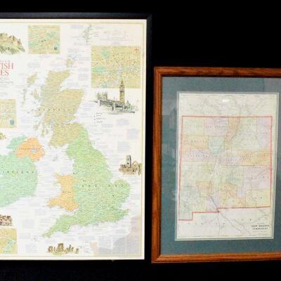 Two Framed Maps - British Isles & New Mexico