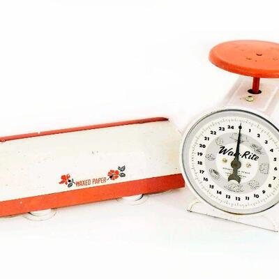 Vintage Way-Rite Scale And Waxed Paper Dispenser