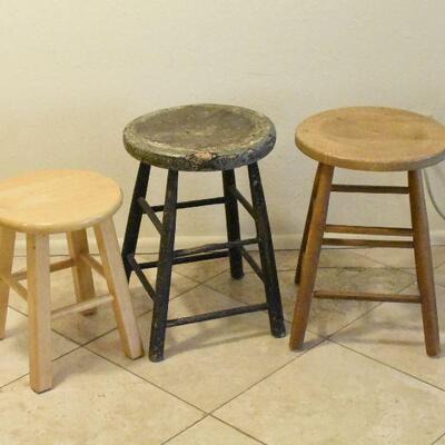 3 Wooden Stools - Maywood & More
