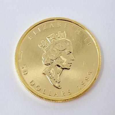 #70 â€¢ 1oz 1999 Canadian $50 .9999 Gold Leaf Coin. 1oz 1999 Canadian $50 .9999 Gold Leaf Coin. 