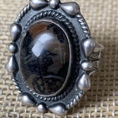 Sterling Silver Navajo Ring with Polished Jasper