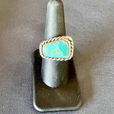 Sterling & Turquoise Ring, Size 7 is 13.5 grams