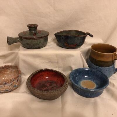 (6) Pieces of Hand Thrown Pottery for Various Uses