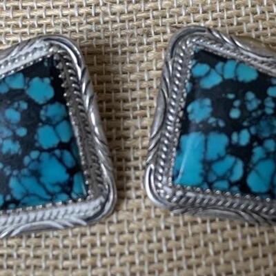 Sterling Silver Navajo Earrings with Turquoise