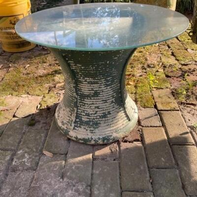 spool style patio glass top table (there are 2)