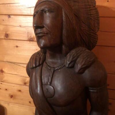 Life size wood carved indian 
