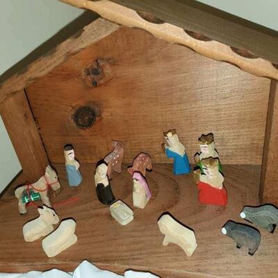 Handcarved wooden nativity