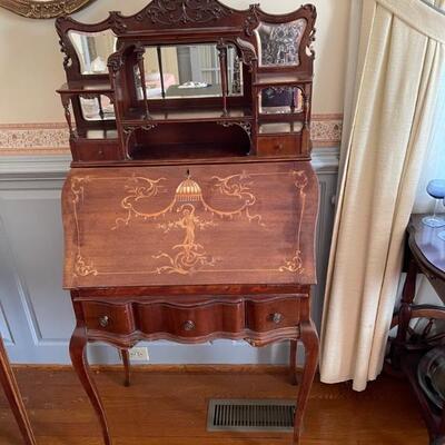 Antique French style desk/ morher of pearl & marquetry