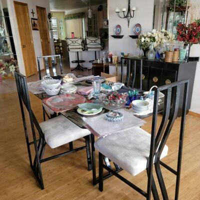 Scandinavian Type Glass Table and 4 Chairs