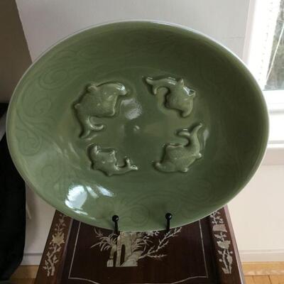 Green Porcelain plate (12in diameter)