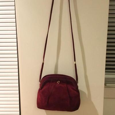 Cassandre Merlot Suede Shoulder Bag
