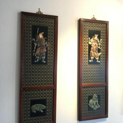 Hand Painted, Carved Wood Wall Panels 3 and 4 of 4.