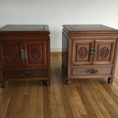 Vintage Rosewood Nightstands/End Tables. Measures approx. 20in x 20in x 22.75in tall
