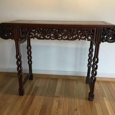 Rosewood Altar Table. Measures 33in H x 48in W x 16.5in D