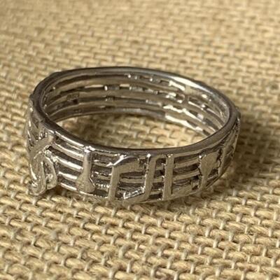 Sterling Silver Music Note Band Ring Size 8.25