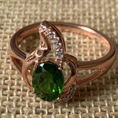 Sterling Silver and Chrome Diopside Gemstone Ring