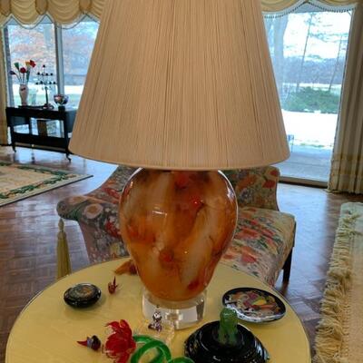 cool 1970s orange art glass lamp