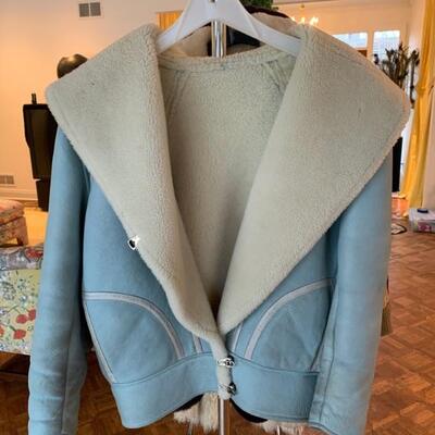 1980s sky blue shearling jacket