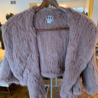 lavender colored, knitted mink shrug