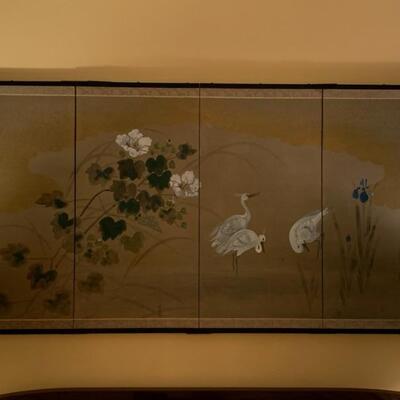 Japanese hand painted screen on silk