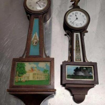 #750 â€¢ 1920 & 1930 Hand Painted Banjo Clocks: Includes 1920 Seth Thomas Banjo Clock Washington Port 
