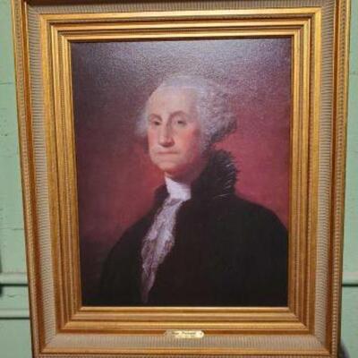 #252 â€¢ Circa 1790's George Washington Hand Painted Replica Of Artist Gulbert Stuart Washington Portrait
