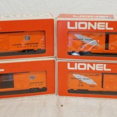 1099	LOT OF 4 LIONEL MODEL TRAINS ALL ARE WESTERN PACIFIC BOX CAR NO. 6-9723
