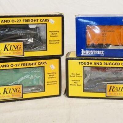 1286	LOT OF 4 O/O27 GAUGE MODEL TRAINS THREE ARE RAIL  KING ONE IS INDUSTRIAL RAIL
