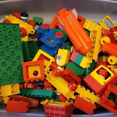 Large Tote of Toddler Legos w/ Guides is ½ full