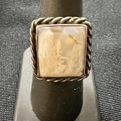 Ring Marked 925 with Multi-Colored Stone, Size 7,