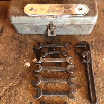 Antique Ford Wrenches including Toolbox