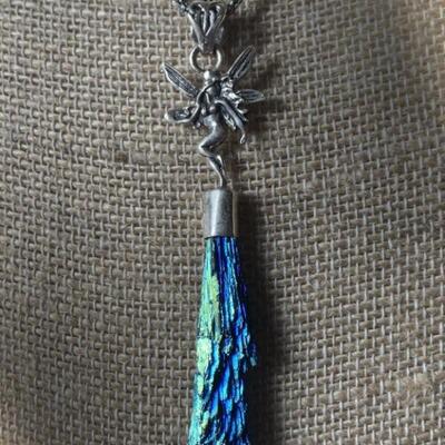 Sterling Silver and Rainbow Aura Kyanite Fairy