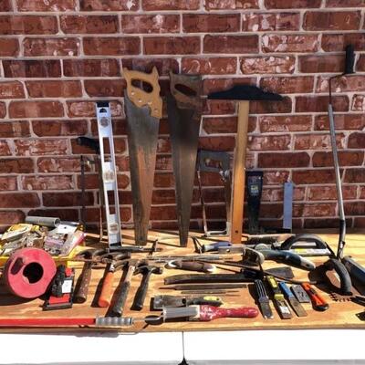 Large Lot of Hand Tools on Table, as pictured