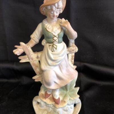 Occupied Japan 9in Porcelain Figurine-Country Lady
