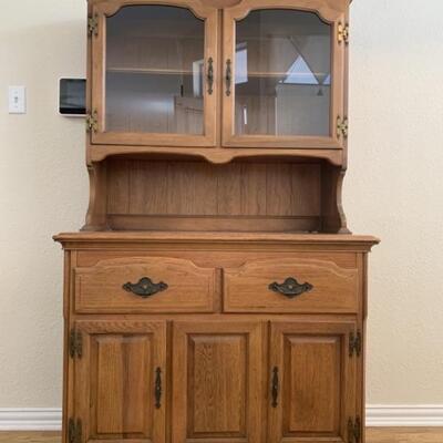 Light Oak French Country Farmhouse China Cabinet