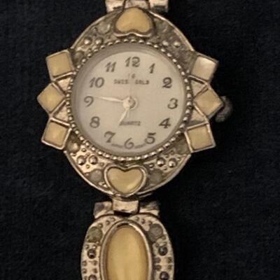 Vintage SG Swiss Gold Watch with Yellow Stones