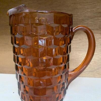 Vintage Colony Whitehall Amber Glass Pitcher