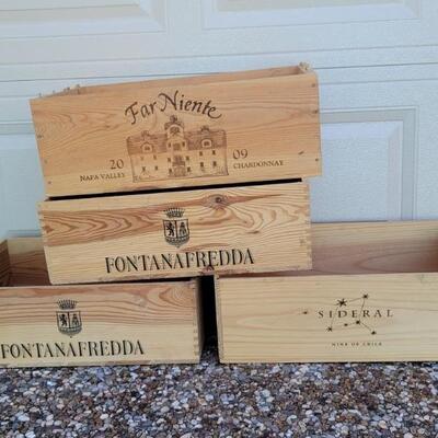 (4) Wooden Wine Crates