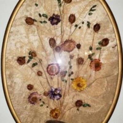 Very Unique Bubble Glass Framed Floral Display 