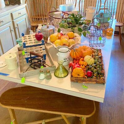 Vintage Bamboo End Table, Festive Decorative Items 