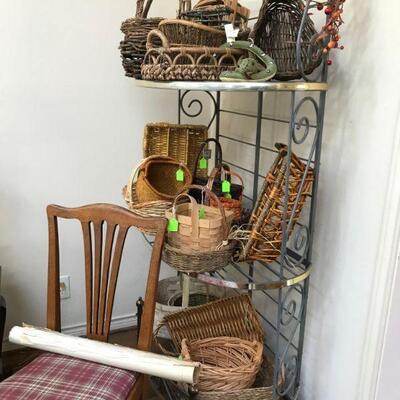 Wrought Iron and Brass Bakers Rack